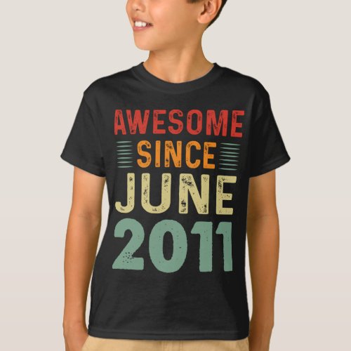Awesome Since June 2011 Vintage Birthday T_Shirt