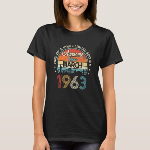 Awesome Since March 1963 Vintage 59th Birthday T_Shirt