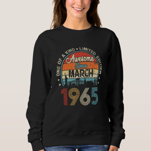 Awesome Since March 1965 Vintage 57th Birthday Sweatshirt
