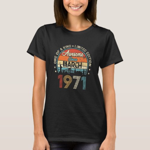 Awesome Since March 1971 Vintage 51st Birthday T_Shirt