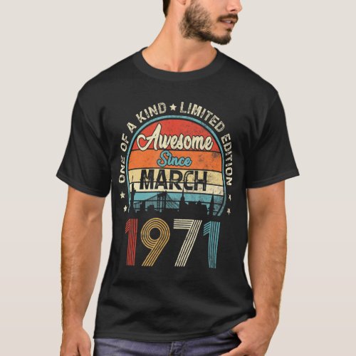Awesome Since March 1971 Vintage 51st Birthday  T_Shirt