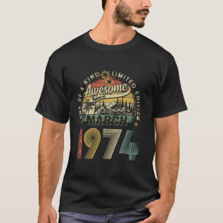 Awesome Since March 1974 Vintage Gifts Men 50th Bi T-Shirt