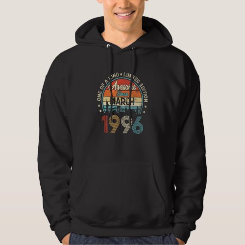 Awesome Since March 1996 Vintage 26th Birthday Hoodie