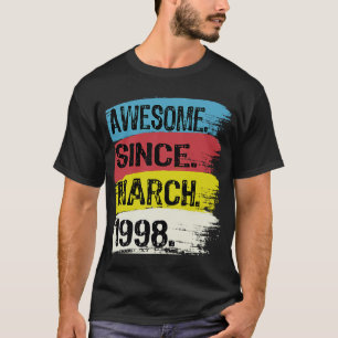 Awesome Since March 1998 Pisces Aries Zodiac 25th T-Shirt