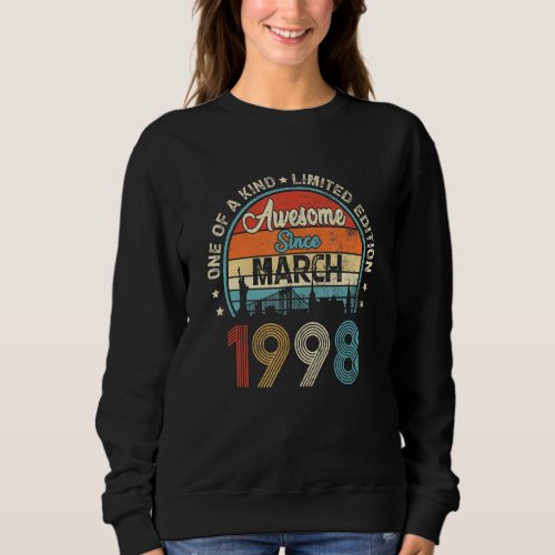 Awesome Since March 1998 Vintage 24th Birthday Sweatshirt