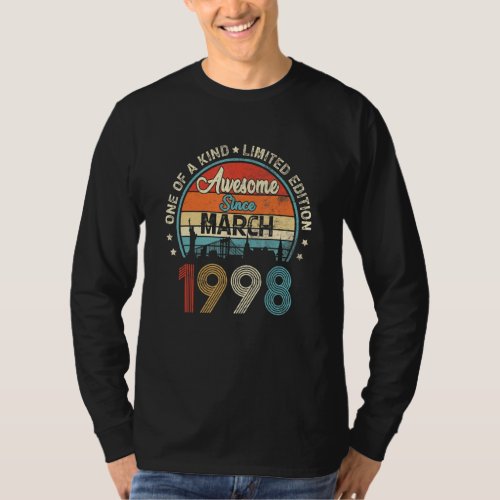 Awesome Since March 1998 Vintage 24th Birthday T_Shirt