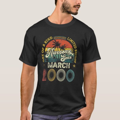 Awesome Since March 2000 Vintage Birthday For Men T_Shirt