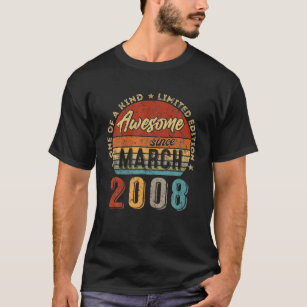 Awesome Since March 2008 Vintage 14Th Birthday T-Shirt