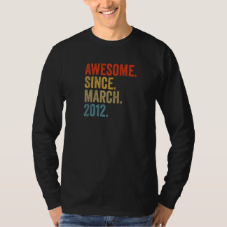 Awesome Since March 2012 10th Birthday Vintage Ret T-Shirt