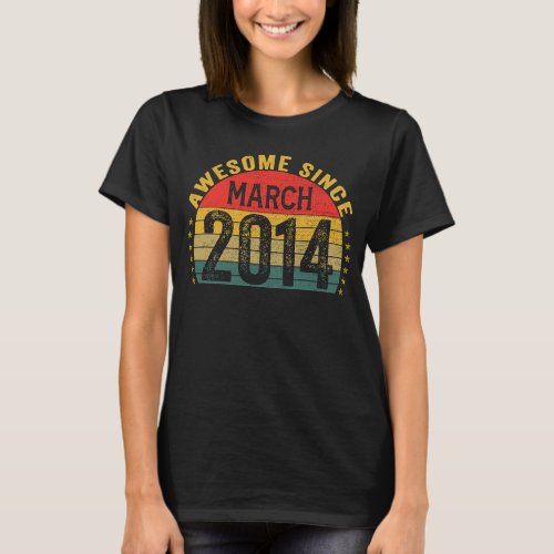 Awesome Since March 2014  9th Birthday Girls Boys T_Shirt