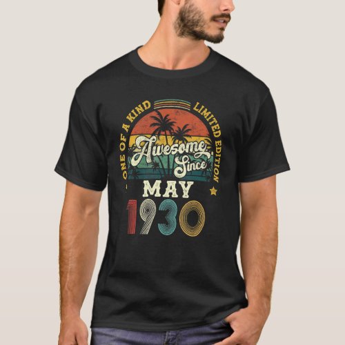 Awesome Since May 1930 Vintage 92th Birthday T_Shirt