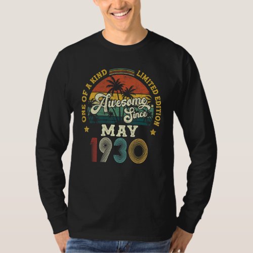 Awesome Since May 1930 Vintage 92th Birthday T_Shirt