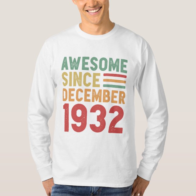 Awesome Since May 1932 90th Birthday Gift T-Shirt (Front)