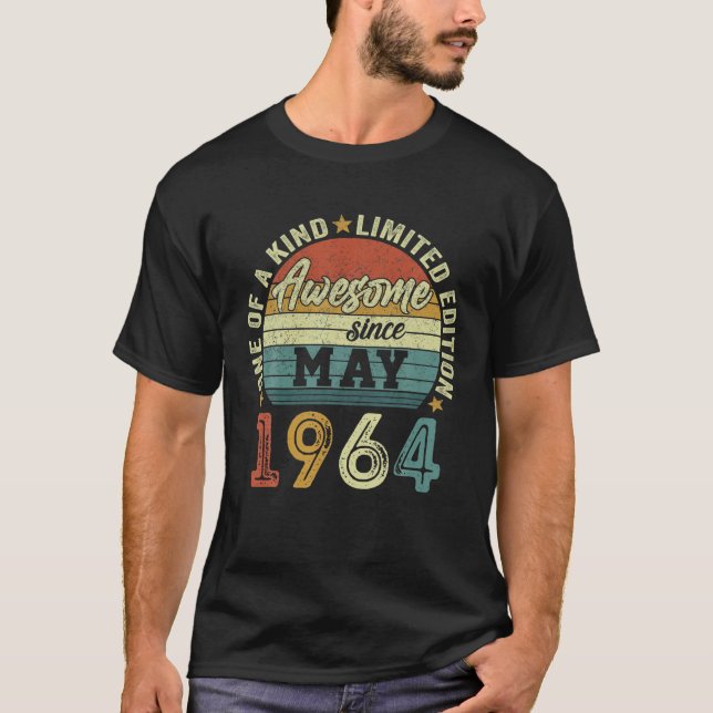 Awesome Since May 1964 58 Years Old 58Th Birthday T-Shirt (Front)