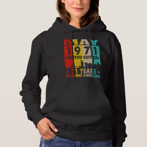 Awesome Since May 1971 51st Birthday Vintage Retro Hoodie