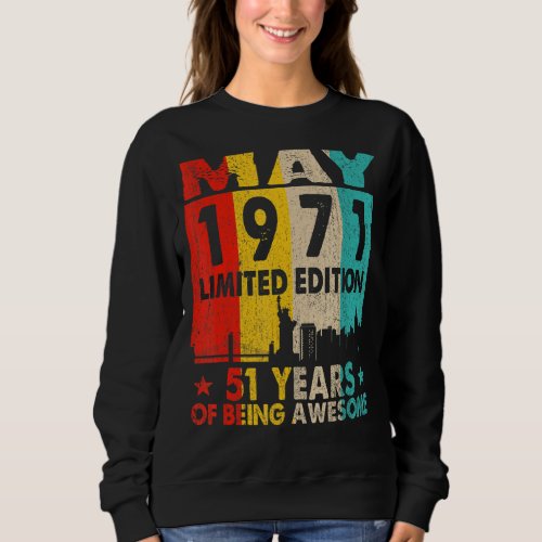 Awesome Since May 1971 51st Birthday Vintage Retro Sweatshirt