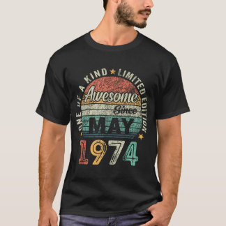 Awesome Since May 1974 Vintage 50Th Birthday Gifts T-Shirt