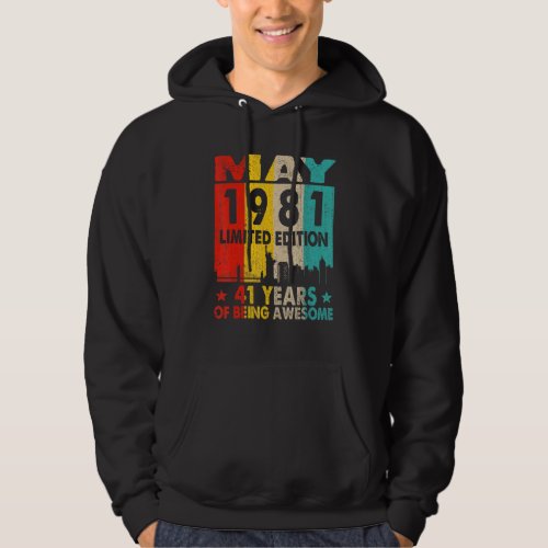 Awesome Since May 1981 41st Birthday Vintage Retro Hoodie