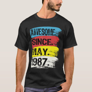Awesome Since May 1987 Gemini Man Taurus Girl 35th T-Shirt