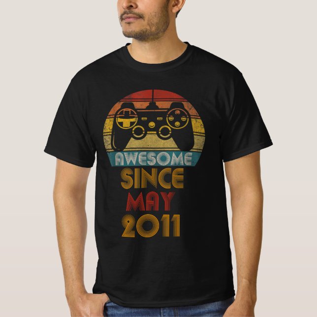 Awesome Since May 2011 , Happy Birthday Gamer T-Shirt (Front)