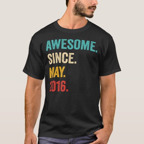 Awesome Since May 2016 7th Birthday Gift 7 Year Ol T_Shirt