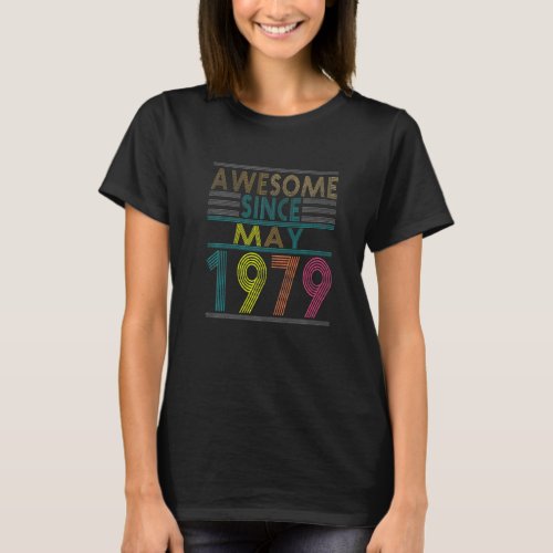 Awesome Since May Born In 1979 Vintage 43nd Birthd T_Shirt