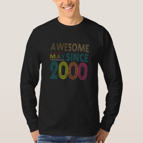 Awesome Since May Born In 2000 Vintage 22nd Birthd T_Shirt