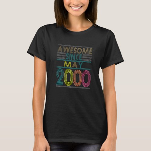 Awesome Since May Born In 2000 Vintage 22nd Birthd T_Shirt