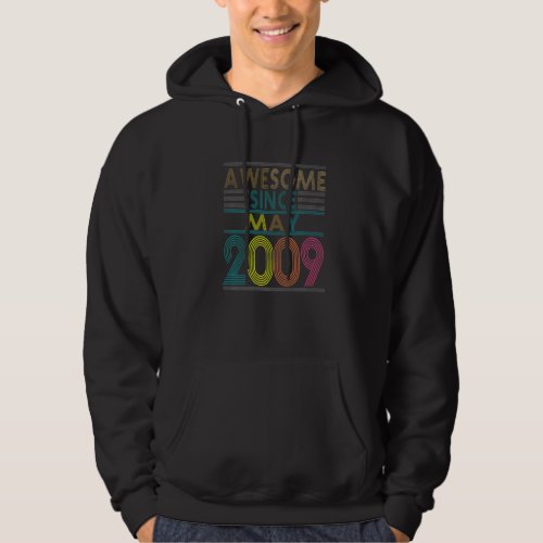 Awesome Since May Born In 2009 Vintage 13nd Birthd Hoodie