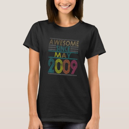 Awesome Since May Born In 2009 Vintage 13nd Birthd T_Shirt