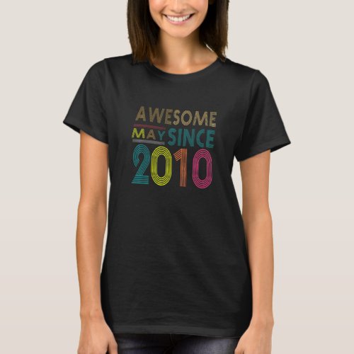 Awesome Since May Born In 2010 Vintage 12nd Birthd T_Shirt
