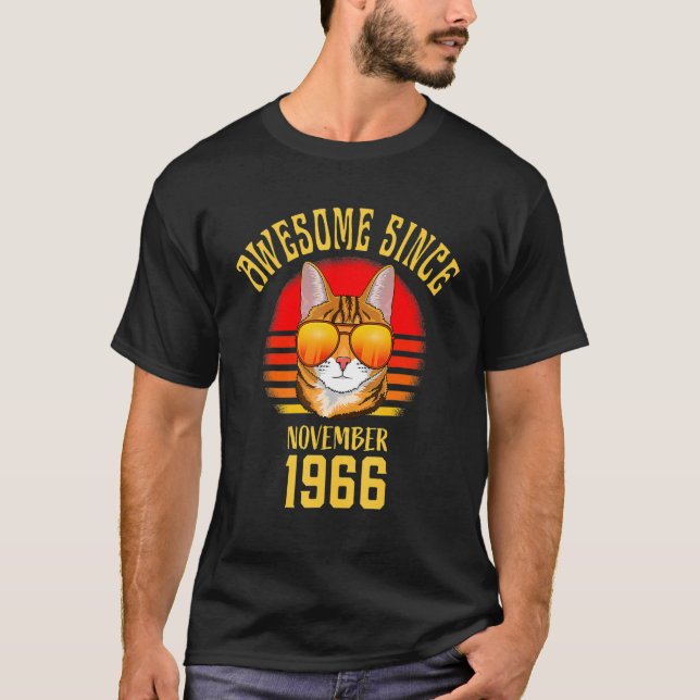 Awesome Since November 1966 56th Birthday   Cat   T-Shirt (Front)