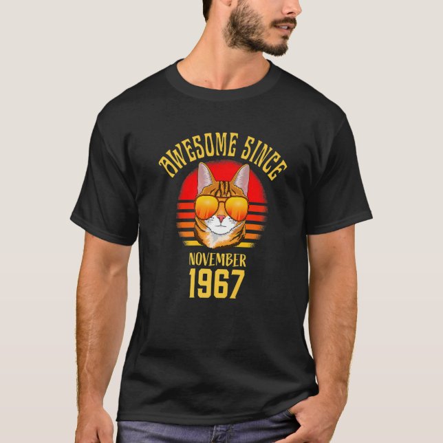 Awesome Since November 1967 55th Birthday  Cat T-Shirt (Front)