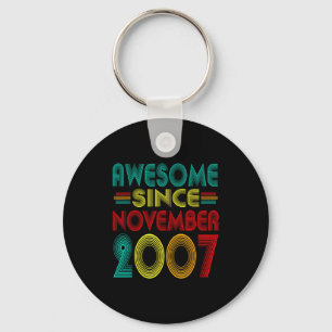 Awesome Since November 2007 Years 18th Bday Funny Keychain