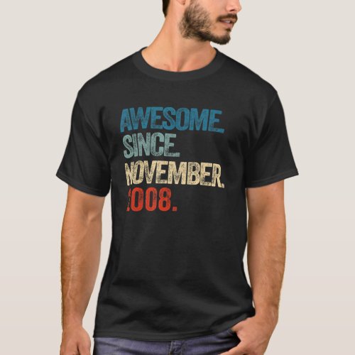 Awesome Since November 2008 14 Year Old 14th Birth T_Shirt
