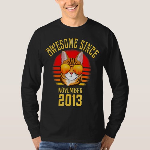Awesome Since November 2013 9th Birthday   Cat   T_Shirt