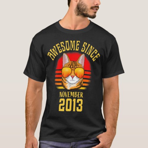 Awesome Since November 2013 9th Birthday   Cat   T_Shirt