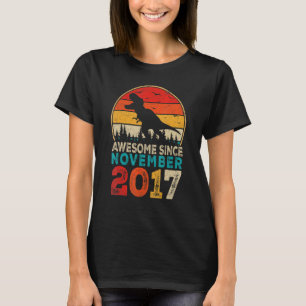 Awesome Since November 2017 5th Birthday Boy Dinos T-Shirt