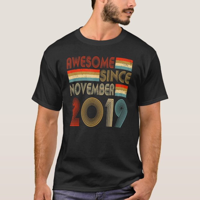 Awesome Since November 2019 3rd Birthday 3 Years O T-Shirt (Front)