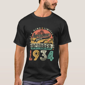 Awesome Since October 1934 89Th Birthday Gifts 89  T-Shirt