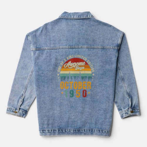Awesome Since October 1950 Vintage 72th Birthday  Denim Jacket