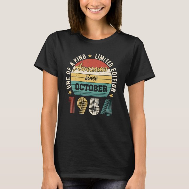 Awesome Since October 1954 u2013 Happy Birthday T-Shirt (Front)