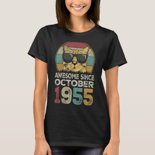 Awesome Since October 1955 67th Birthday  Cat T_Shirt