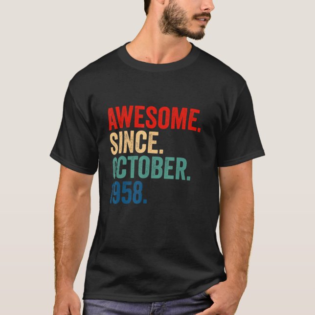 Awesome Since October 1958 64 Years Old  64th Birt T-Shirt (Front)