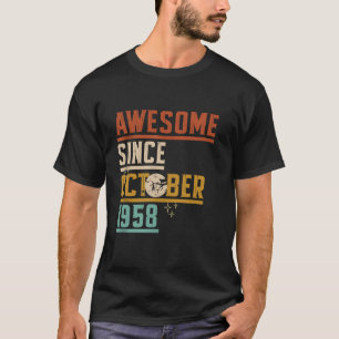 Awesome Since October 1958 Moon Cat Bat Spooky Hal T-Shirt