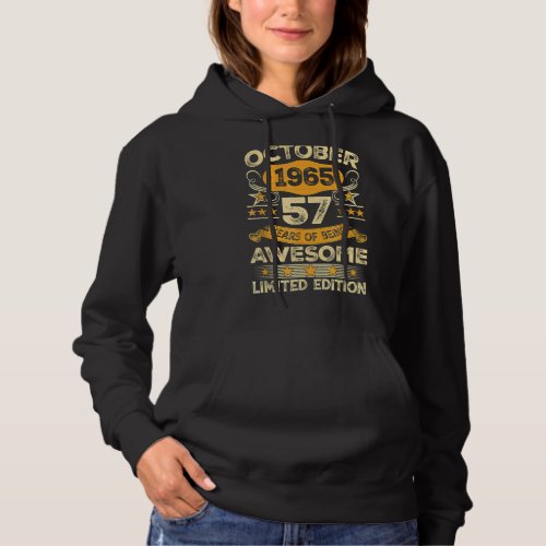 Awesome Since October 1965 57 Years Old 57th Birth Hoodie