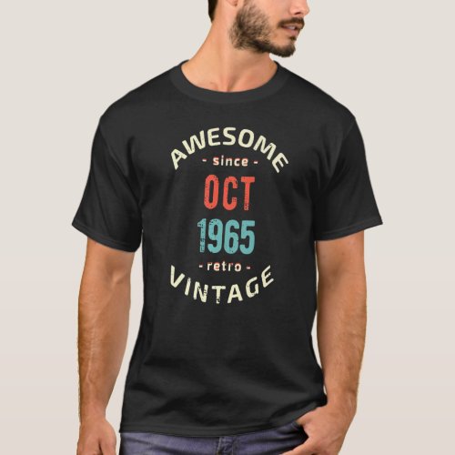 Awesome since October 1965  retro  vintage 1965 bi T_Shirt