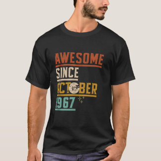 Awesome Since October 1967 Moon Cat Bat Spooky Hal T-Shirt