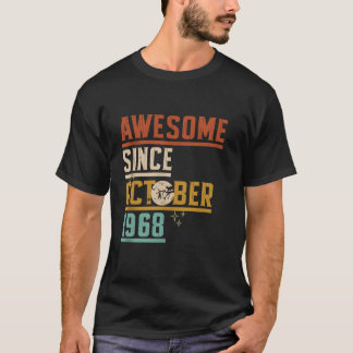 Awesome Since October 1968 Moon Cat Bat Spooky Hal T-Shirt