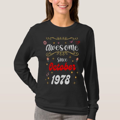 Awesome Since October 1978 Birthday Flowers  Butt T_Shirt